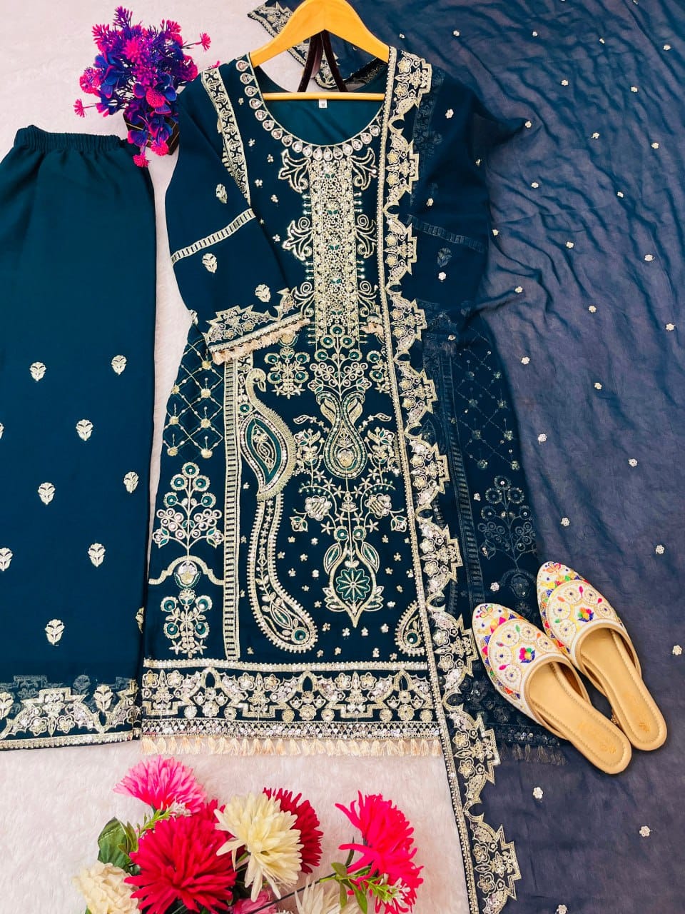 Noor Elegance Fox Georgette Embroidered Suit Set