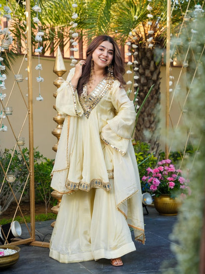 Aaina Grace Chinon Silk Mirror Work Suit Set