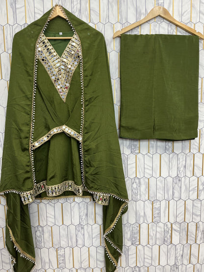 Aaina Grace Chinon Silk Mirror Work Suit Set