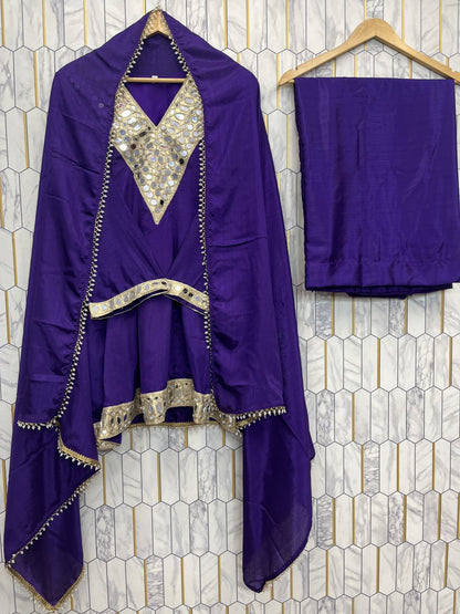 Aaina Grace Chinon Silk Mirror Work Suit Set