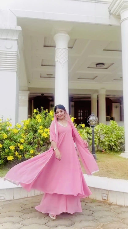 Sitara Flare Fox Georgette Mirror Work Suit Set