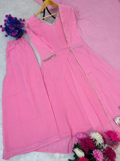 Sitara Flare Fox Georgette Mirror Work Suit Set