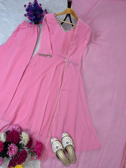 Sitara Flare Fox Georgette Mirror Work Suit Set