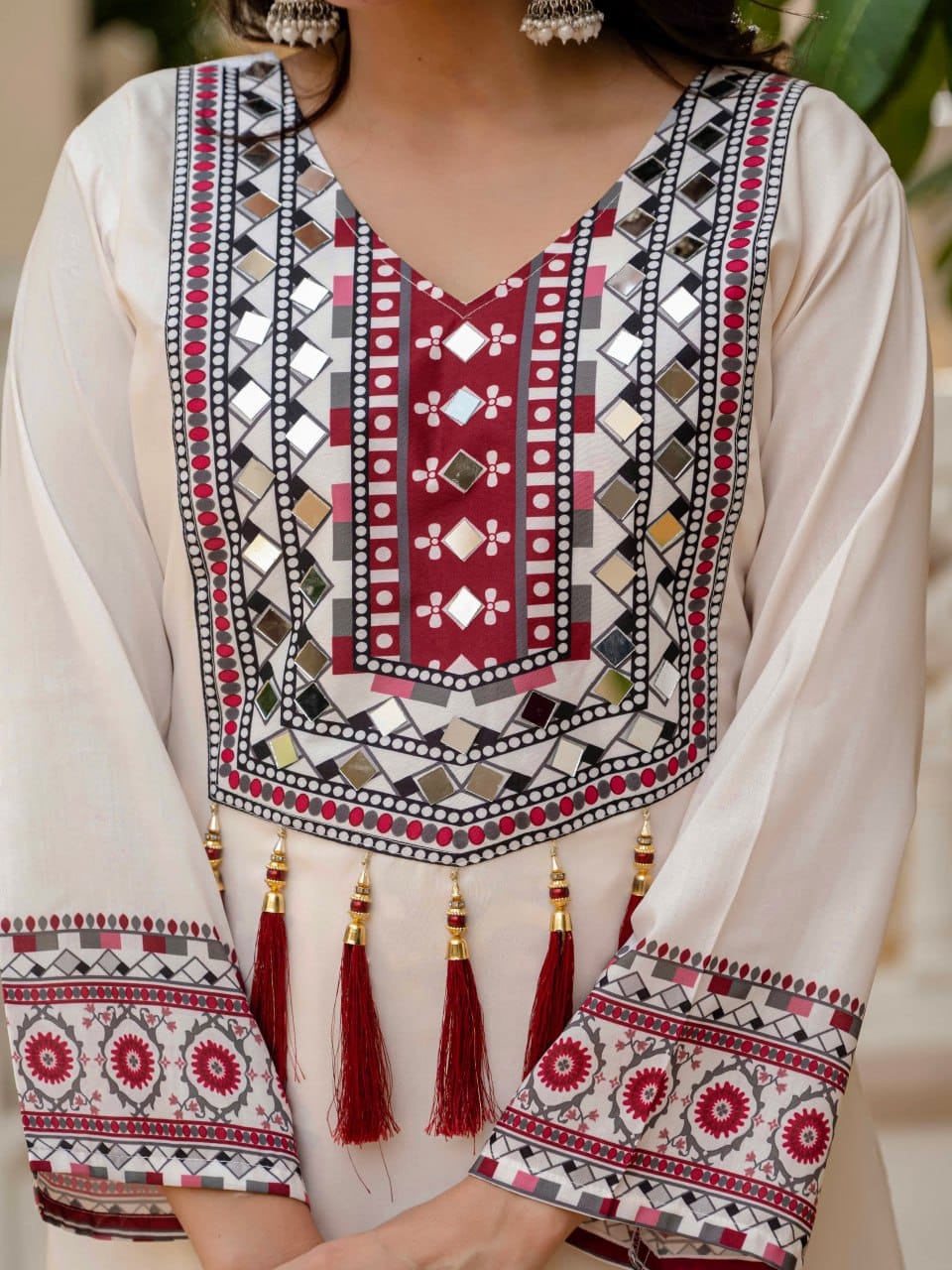 Rangriti Maslin Printed Mirror Work Suit Set