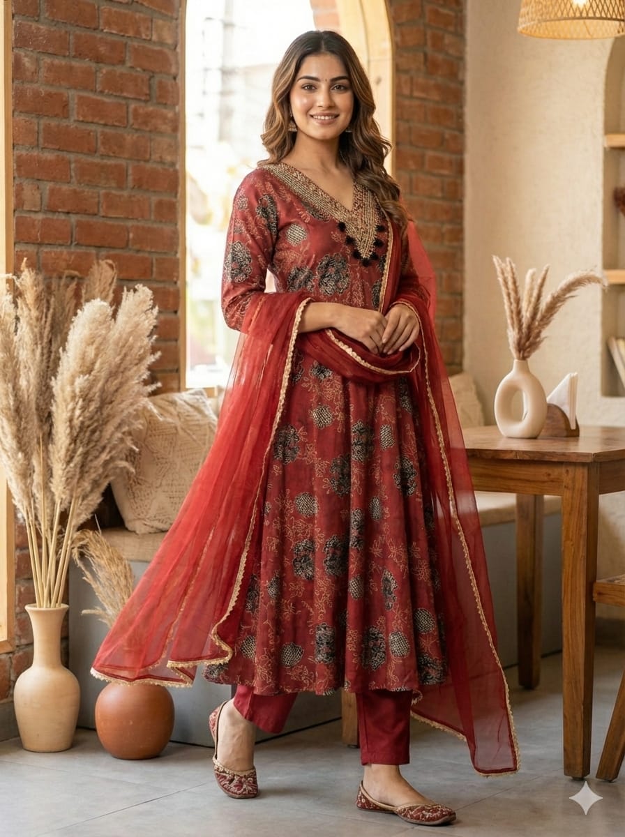 Velvet Aura Modal Satin Designer Suit Set