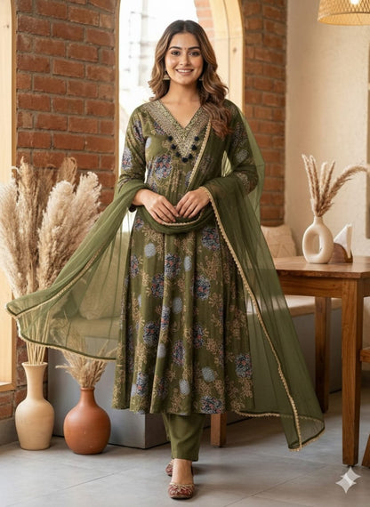 Velvet Aura Modal Satin Designer Suit Set