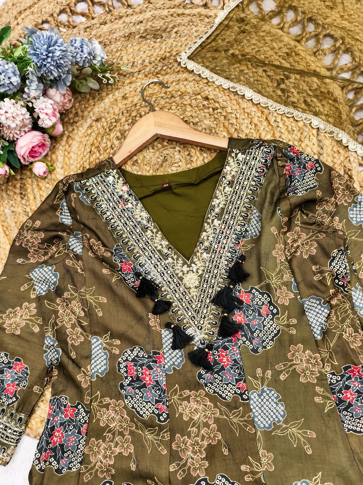 Velvet Aura Modal Satin Designer Suit Set