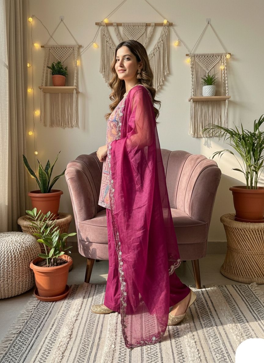 Ira Luxe Modal Satin Embroidered Kurta Set