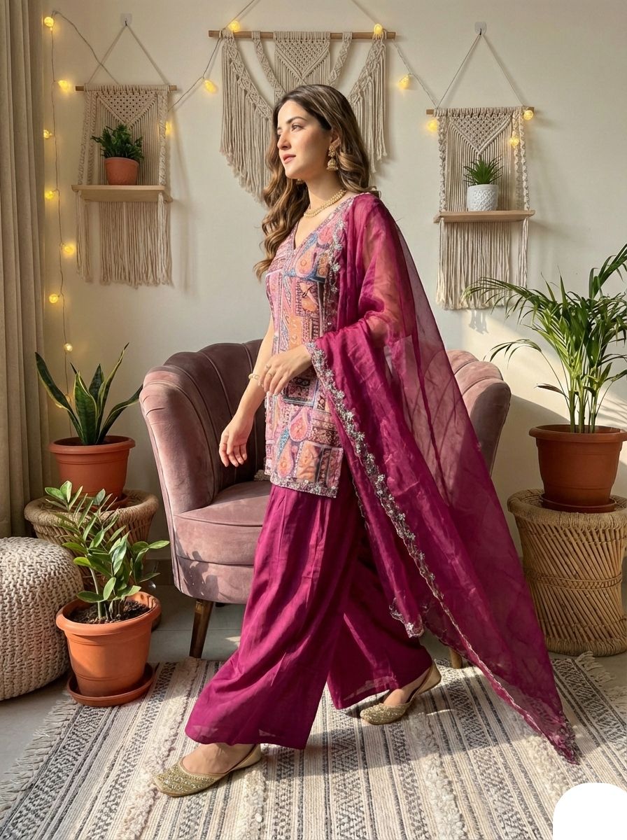 Ira Luxe Modal Satin Embroidered Kurta Set