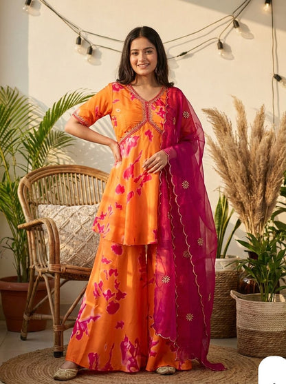 Aafreen Flair Printed & Embroidered Kurta Set