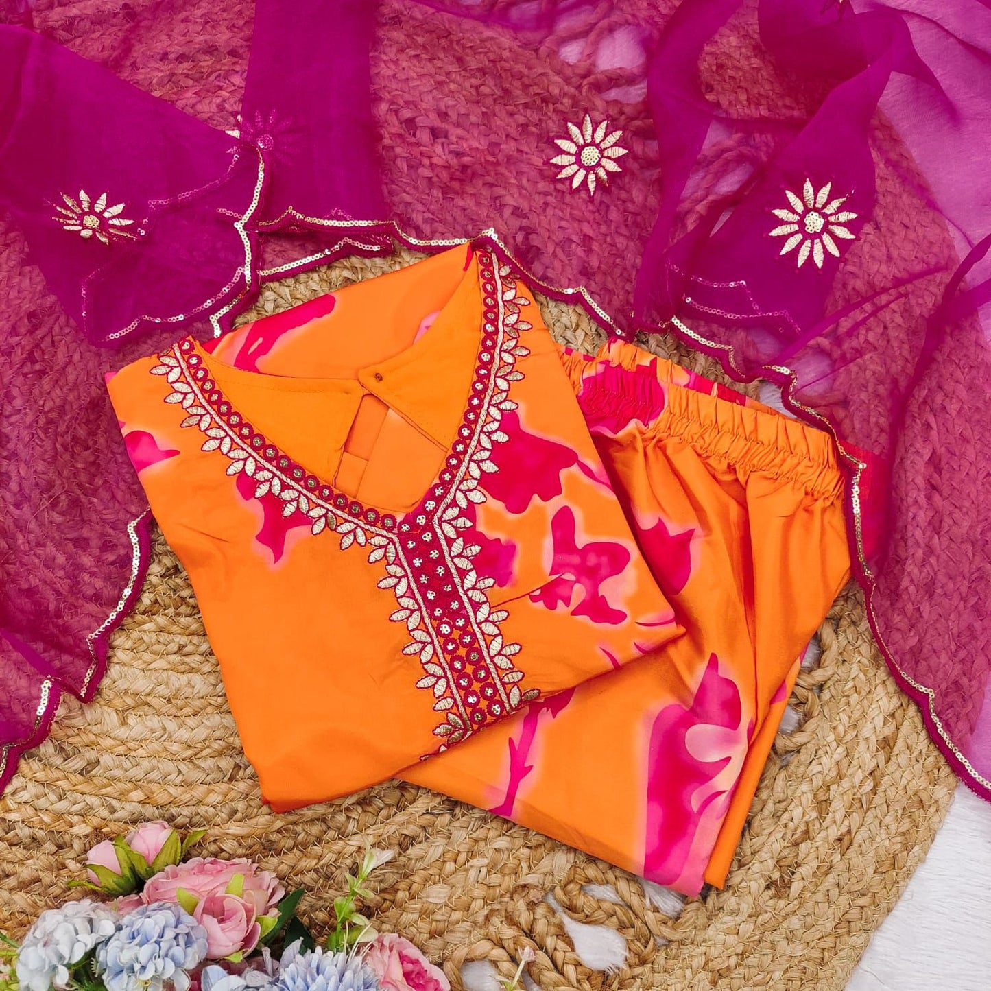 Aafreen Flair Printed & Embroidered Kurta Set