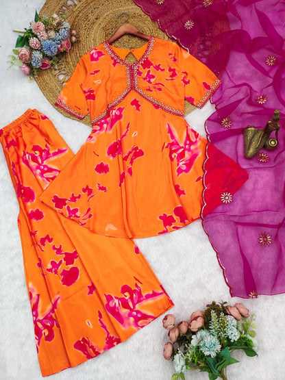 Aafreen Flair Printed & Embroidered Kurta Set