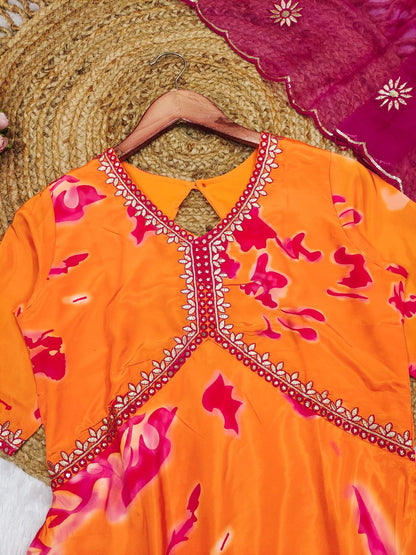 Aafreen Flair Printed & Embroidered Kurta Set