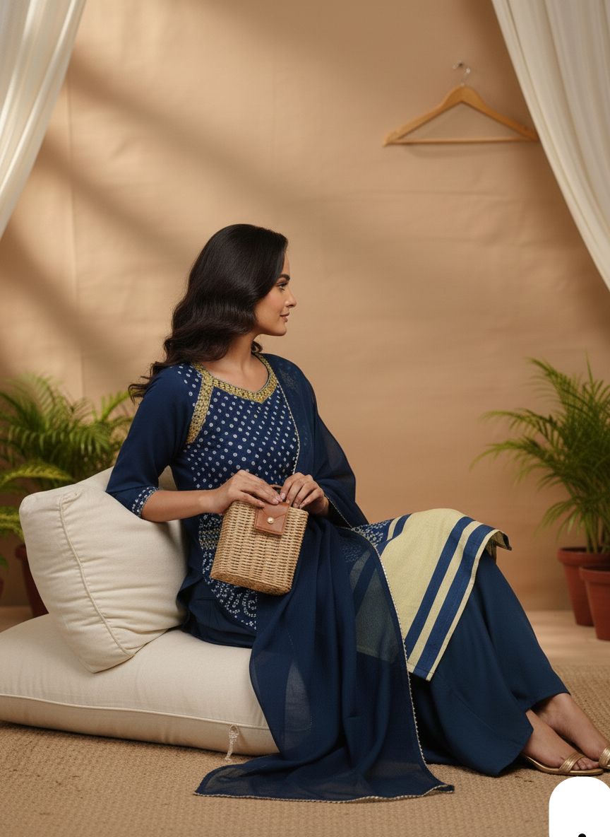 Zaina Elegance Chinon Embroidered Suit Set