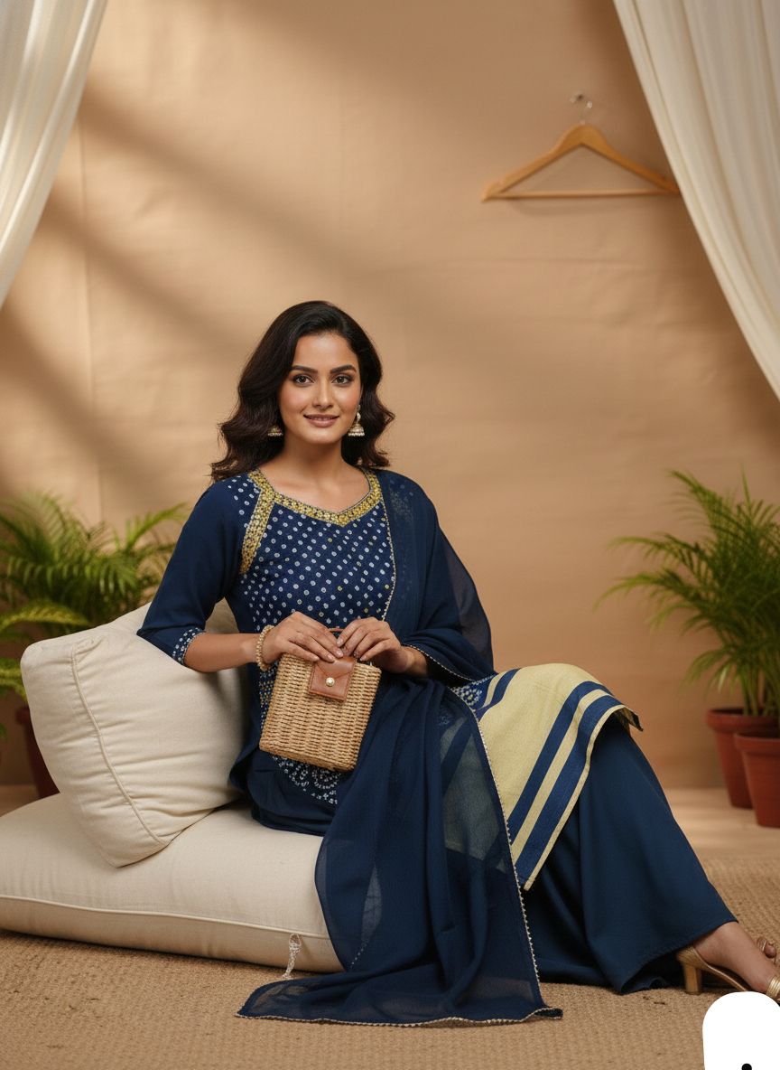 Zaina Elegance Chinon Embroidered Suit Set