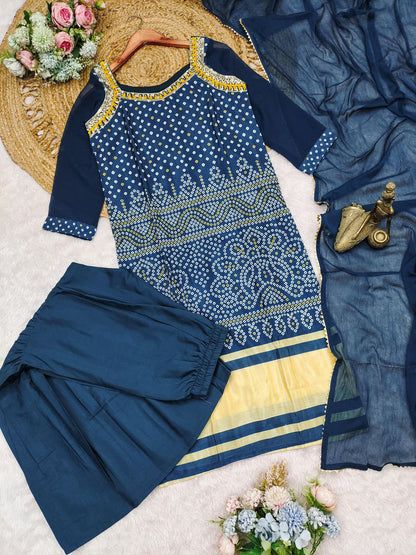 Zaina Elegance Chinon Embroidered Suit Set