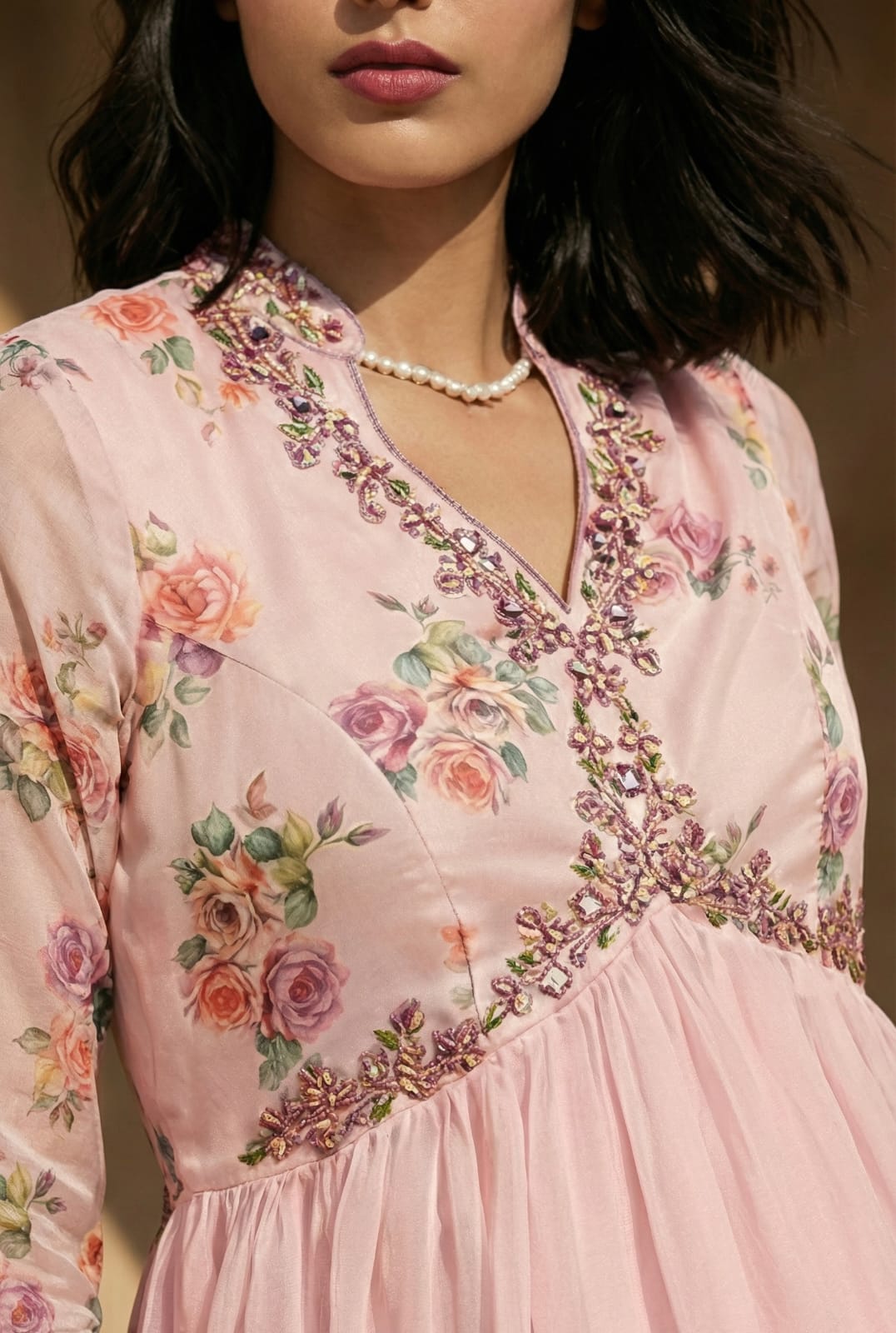 Elina Glow Tebby Silk Digital Print Gown Set