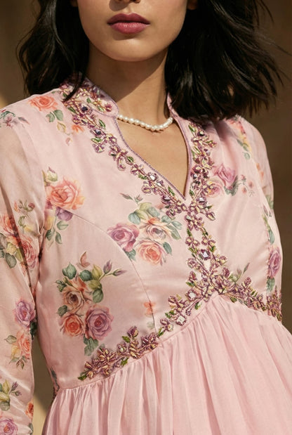 Elina Glow Tebby Silk Digital Print Gown Set