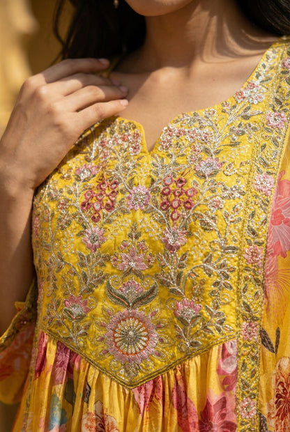 Zayra Digital Print Crepe Kurti Palazzo Set