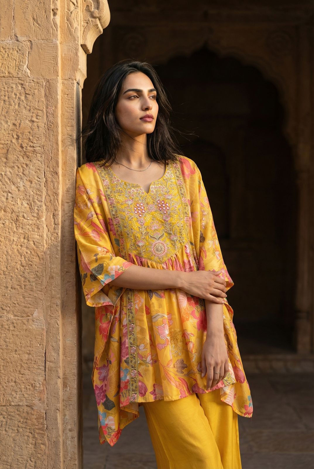 Zayra Digital Print Crepe Kurti Palazzo Set