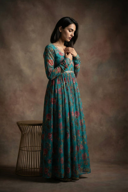 Elira Embroidered Organza Suit Set