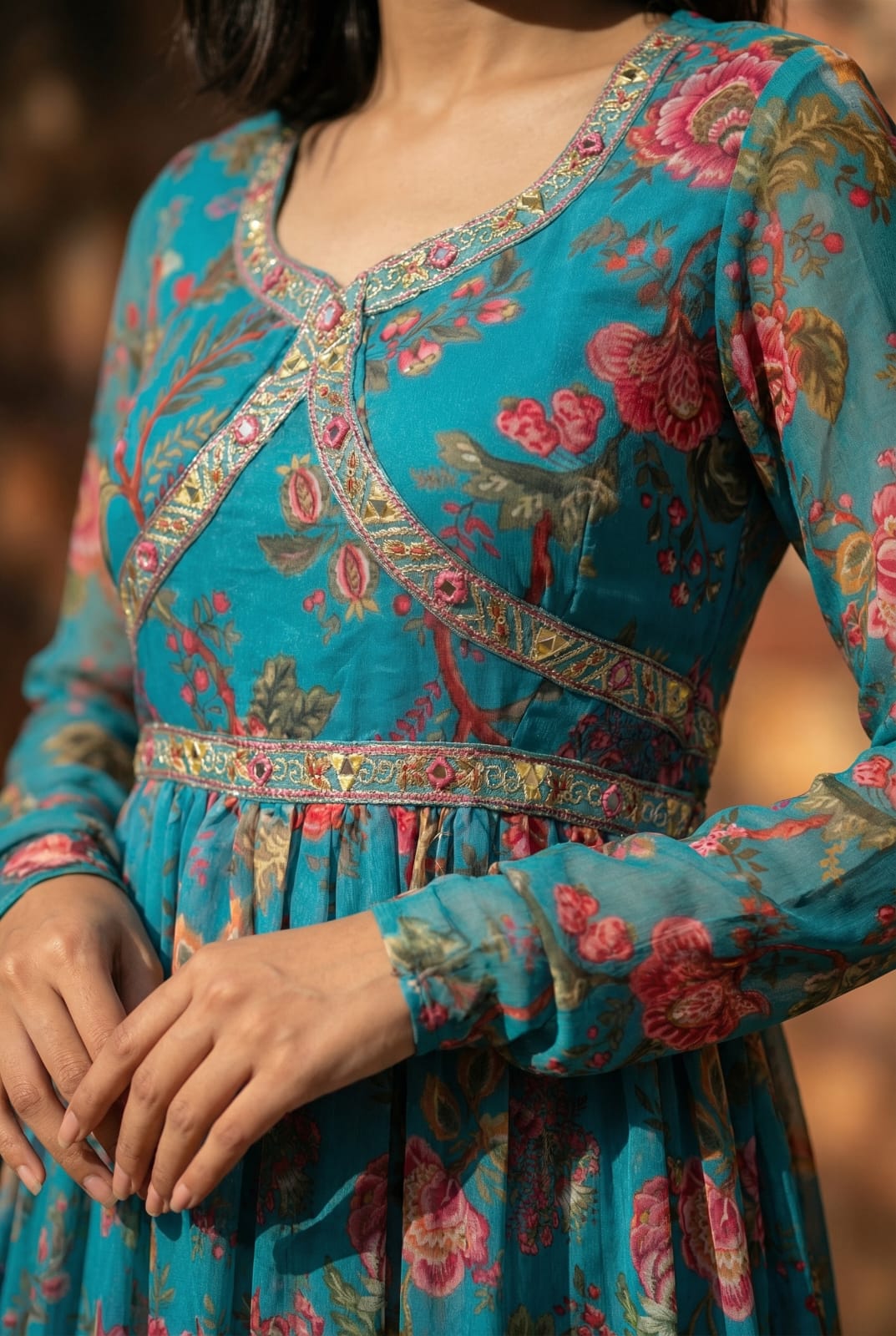 Elira Embroidered Organza Suit Set