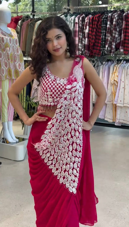 Riwaayat Embroidered Faux Georgette Saree