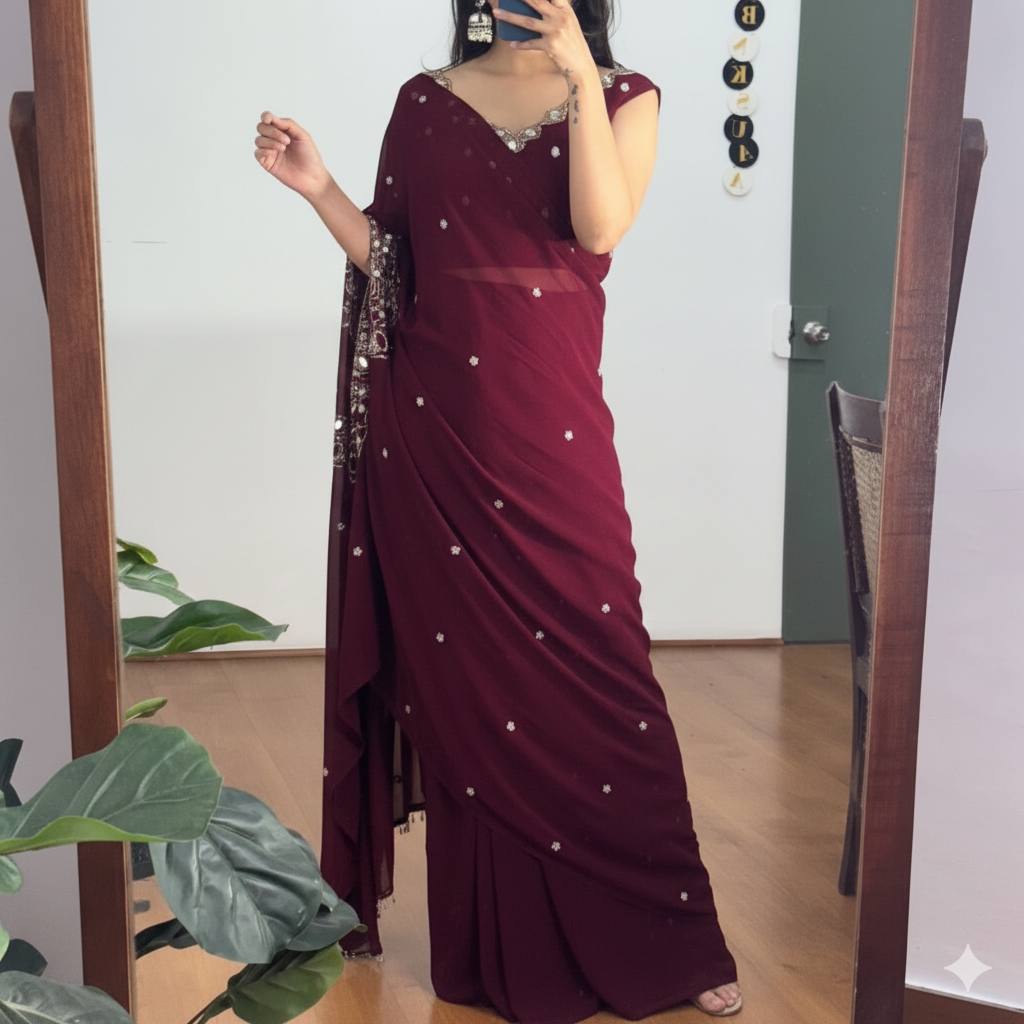 Meher Mirror & Pearl Saree