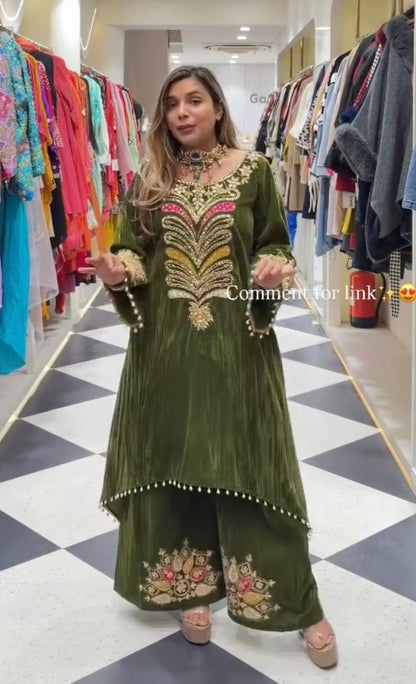 Noor Royal Velvet Kurti Palazzo Set