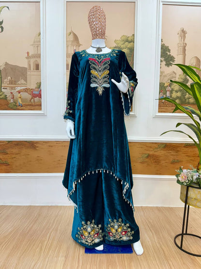 Noor Royal Velvet Kurti Palazzo Set