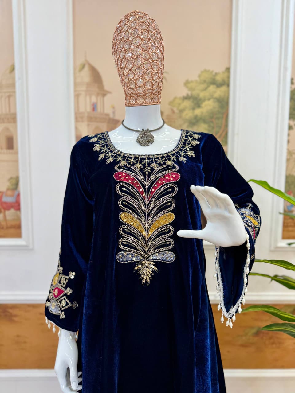 Noor Royal Velvet Kurti Palazzo Set