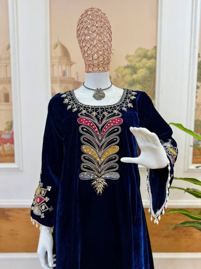 Noor Royal Velvet Kurti Palazzo Set