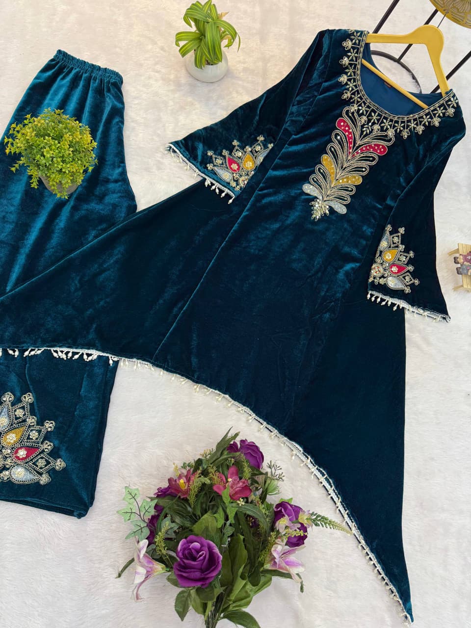 Noor Royal Velvet Kurti Palazzo Set