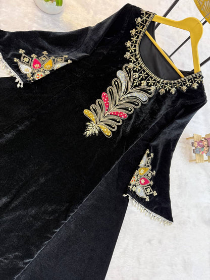 Noor Royal Velvet Kurti Palazzo Set