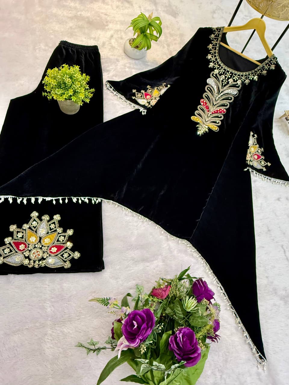 Noor Royal Velvet Kurti Palazzo Set