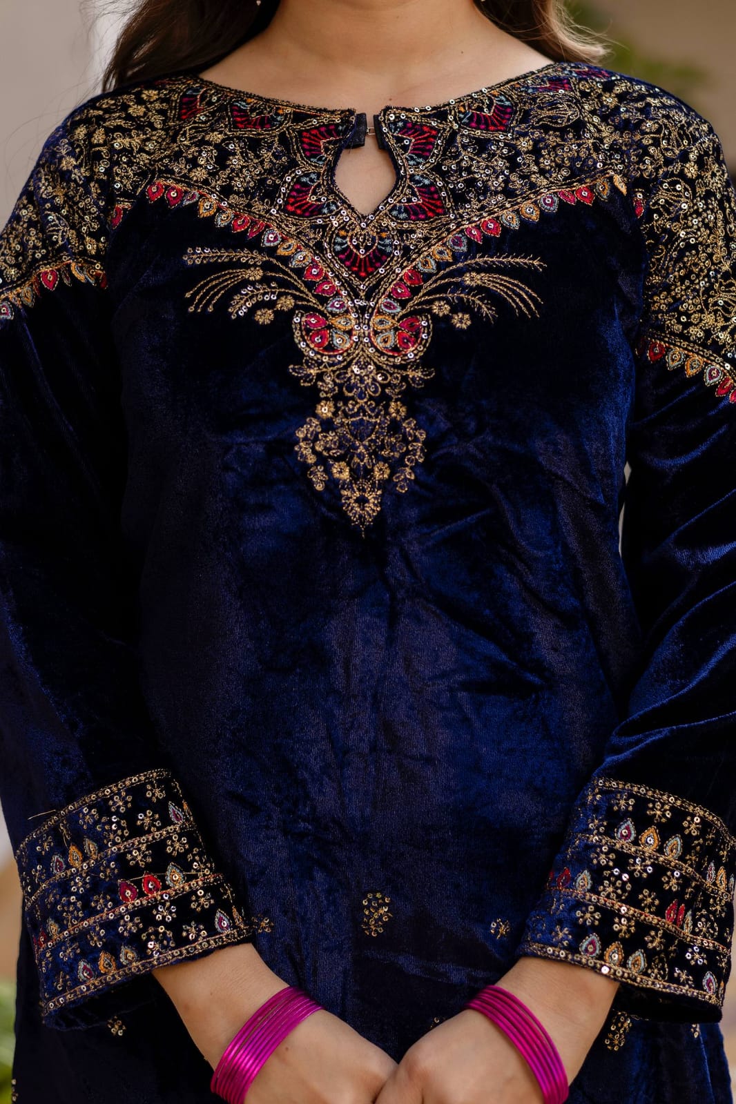 Velmira Velvet Embroidered Festive Set
