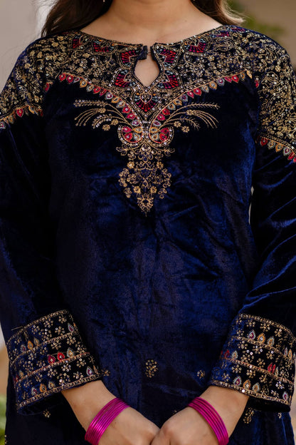 Velmira Velvet Embroidered Festive Set