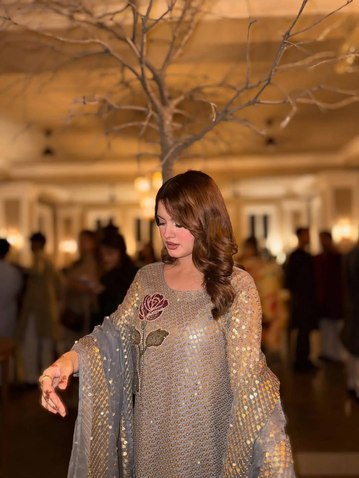 Zarelle Sequin Pearl Embroidered Suit Set