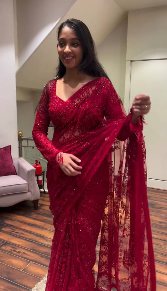 Zariya Sequin Embroidered Georgette Saree