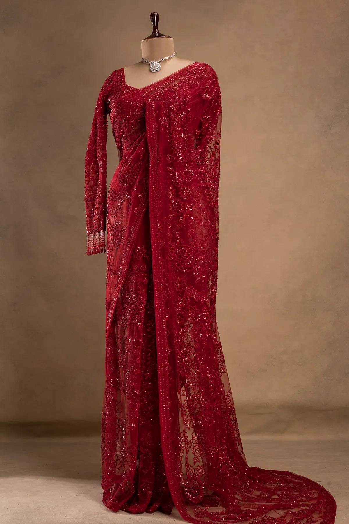Zariya Sequin Embroidered Georgette Saree