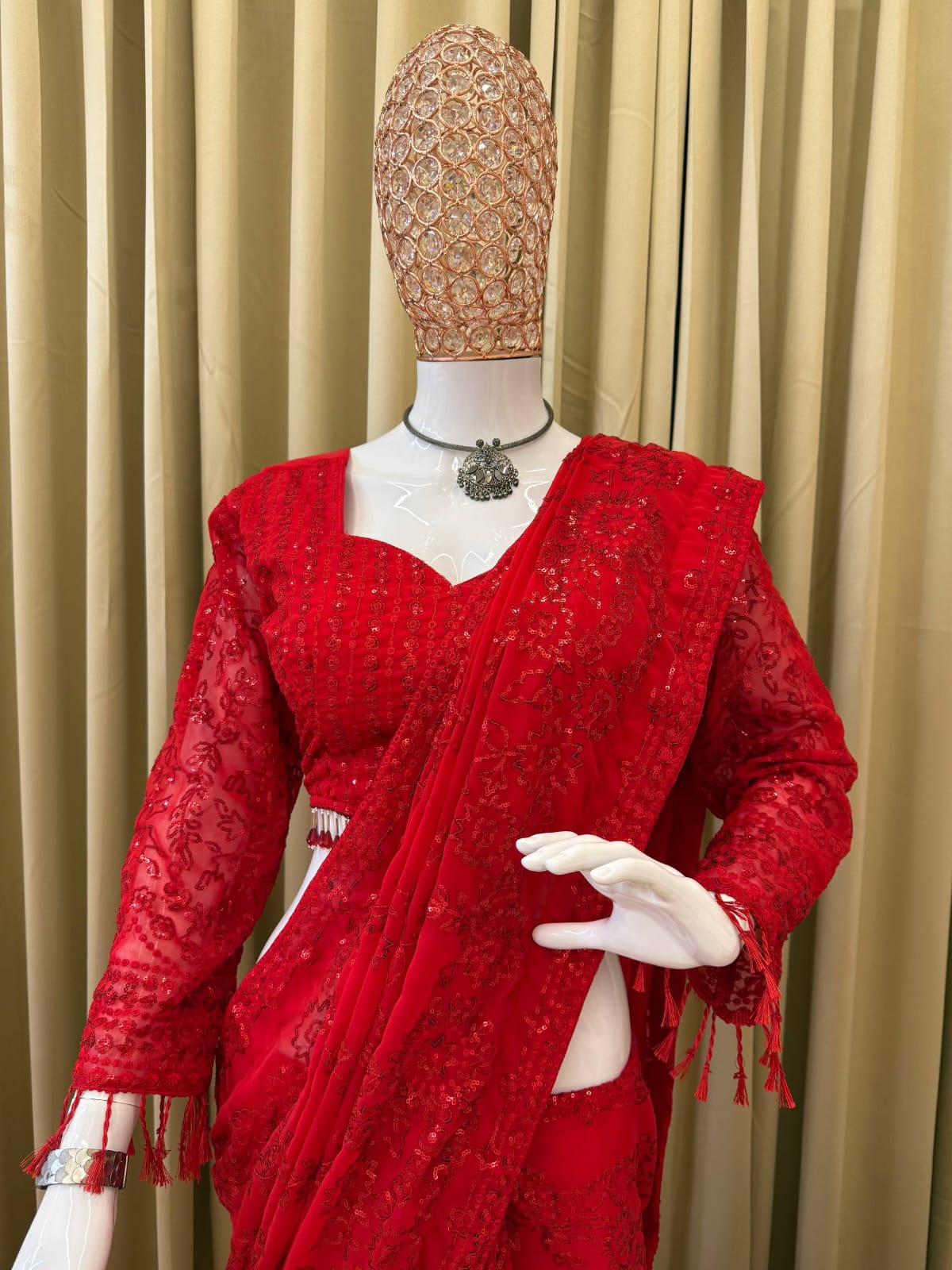 Zariya Sequin Embroidered Georgette Saree