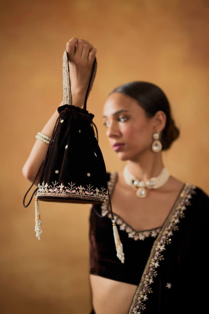 Veloura Royale Velvet Embroidered Saree