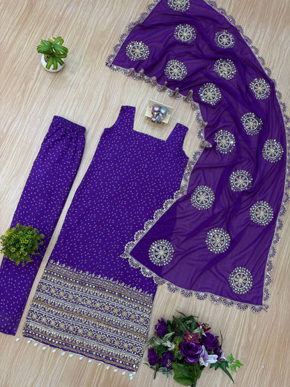 Ruhani Bandhani Mirror Work Anarkali Set