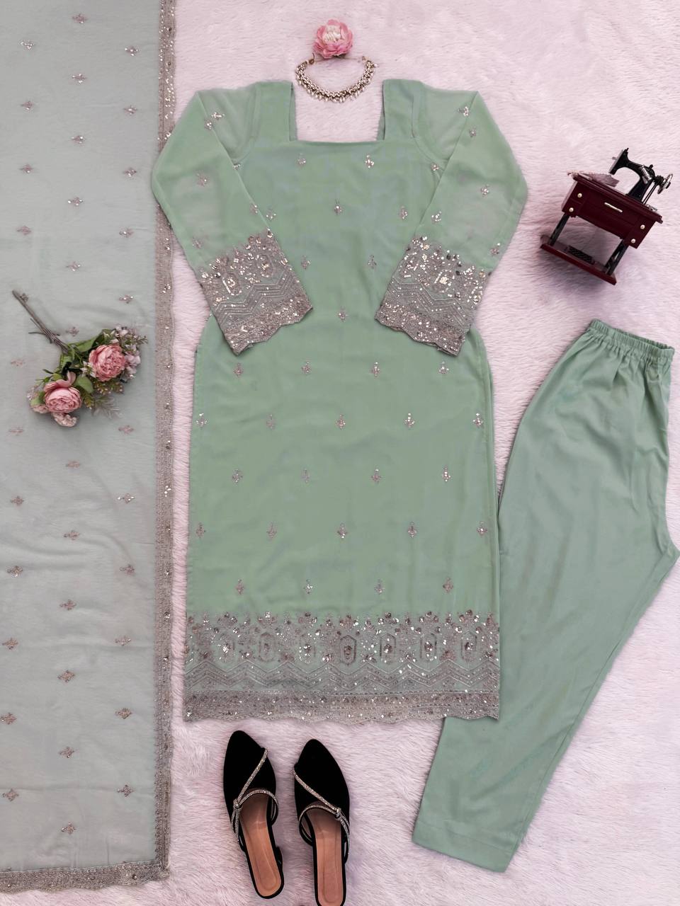 Zivara Thread & Sequin Designer Suit Set