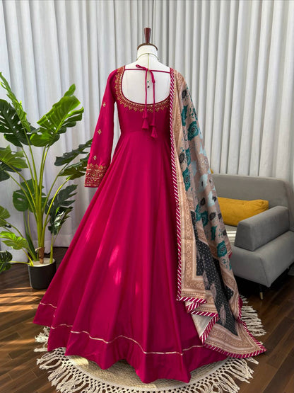 Nooraya Chinon Silk Embroidered Gown Set