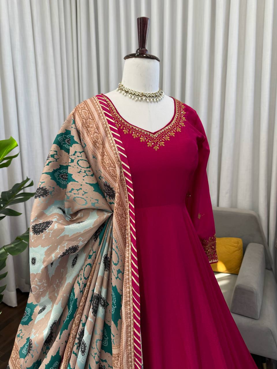 Nooraya Chinon Silk Embroidered Gown Set
