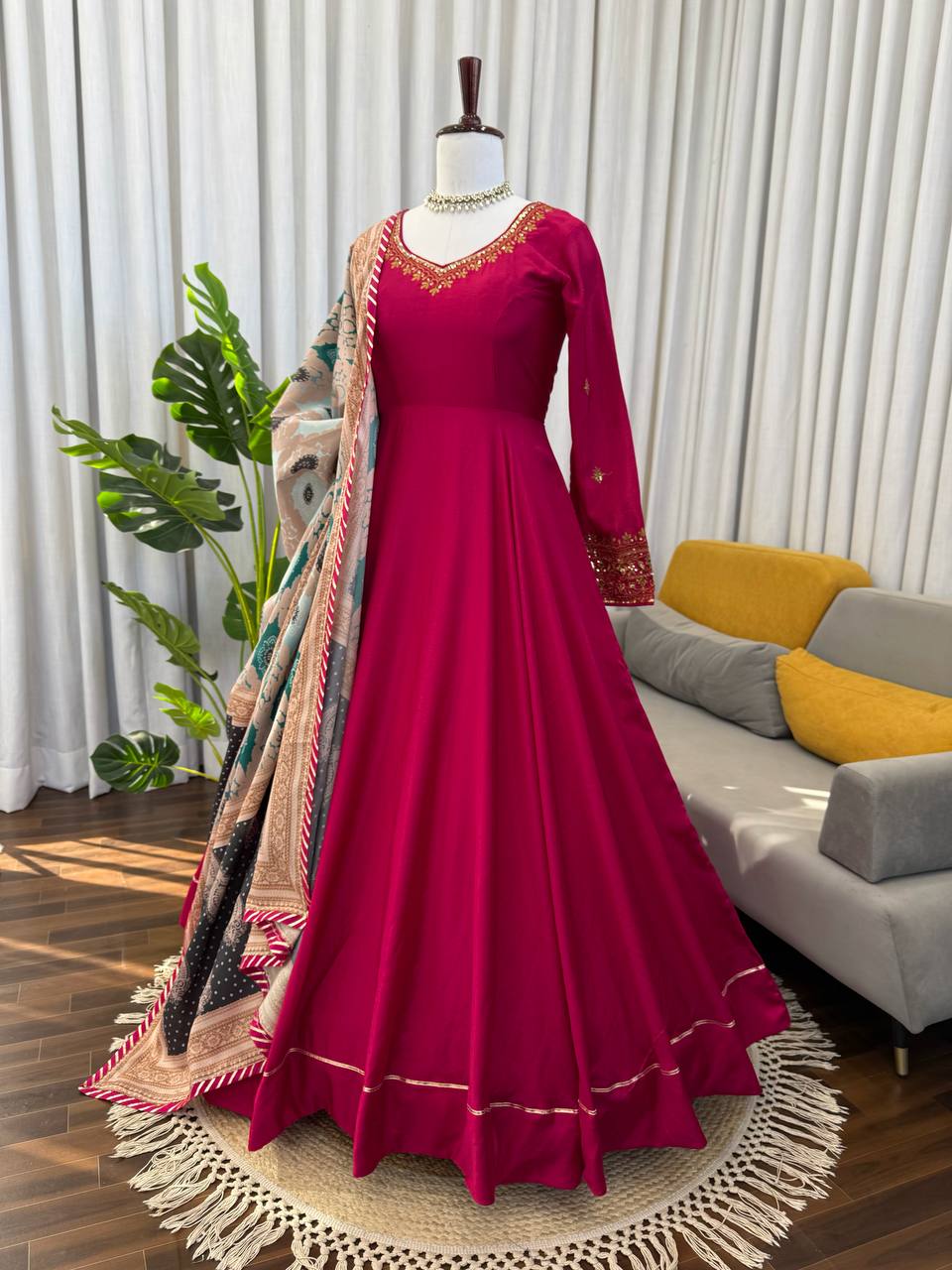 Nooraya Chinon Silk Embroidered Gown Set