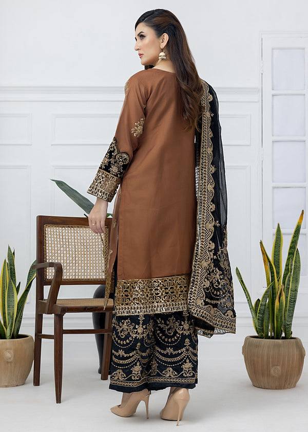 Avelisse Net & Georgette Embroidered Palazzo Set