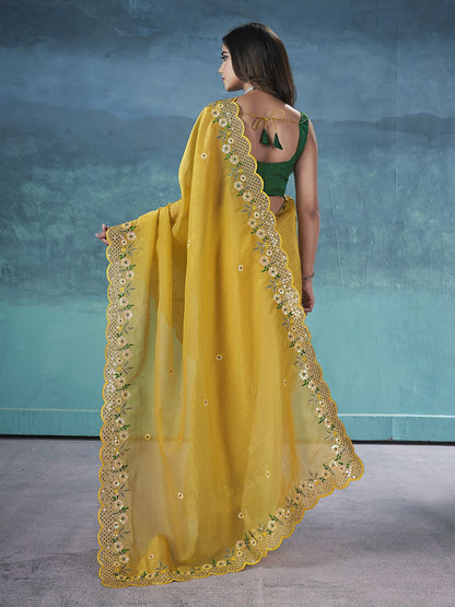 Aarohi Gold Crunchy Silk Saree