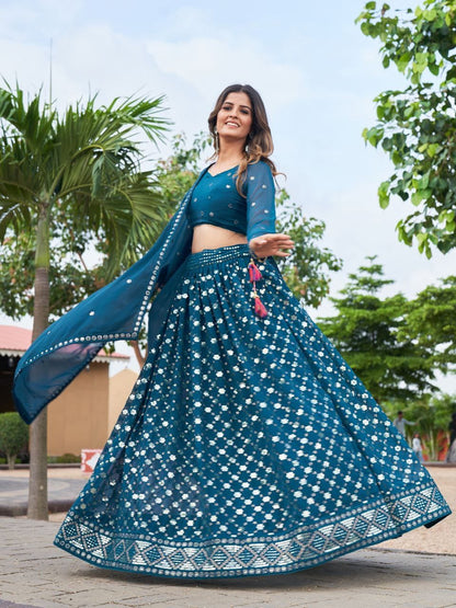 Zivara Glitter & Sequin Georgette Lehenga Set